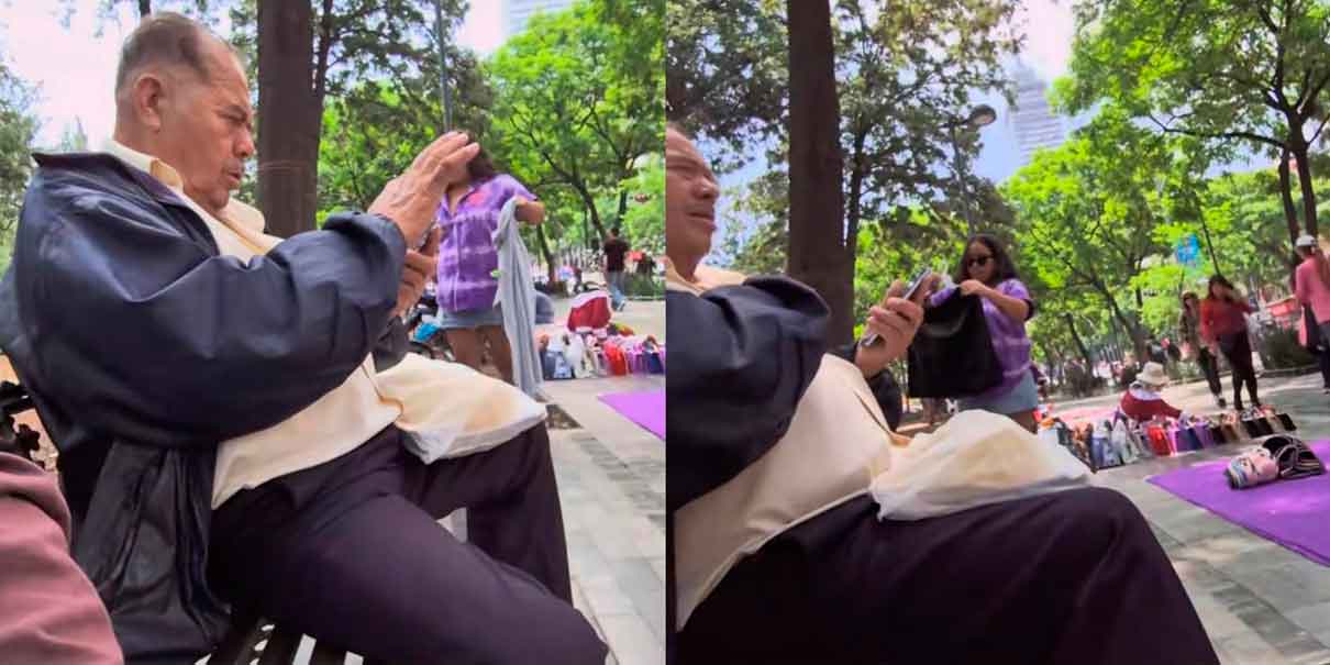 VIDEO. Feminista acusa falsamente a hombre de la tercera edad por acoso para quitarlo de la banca 