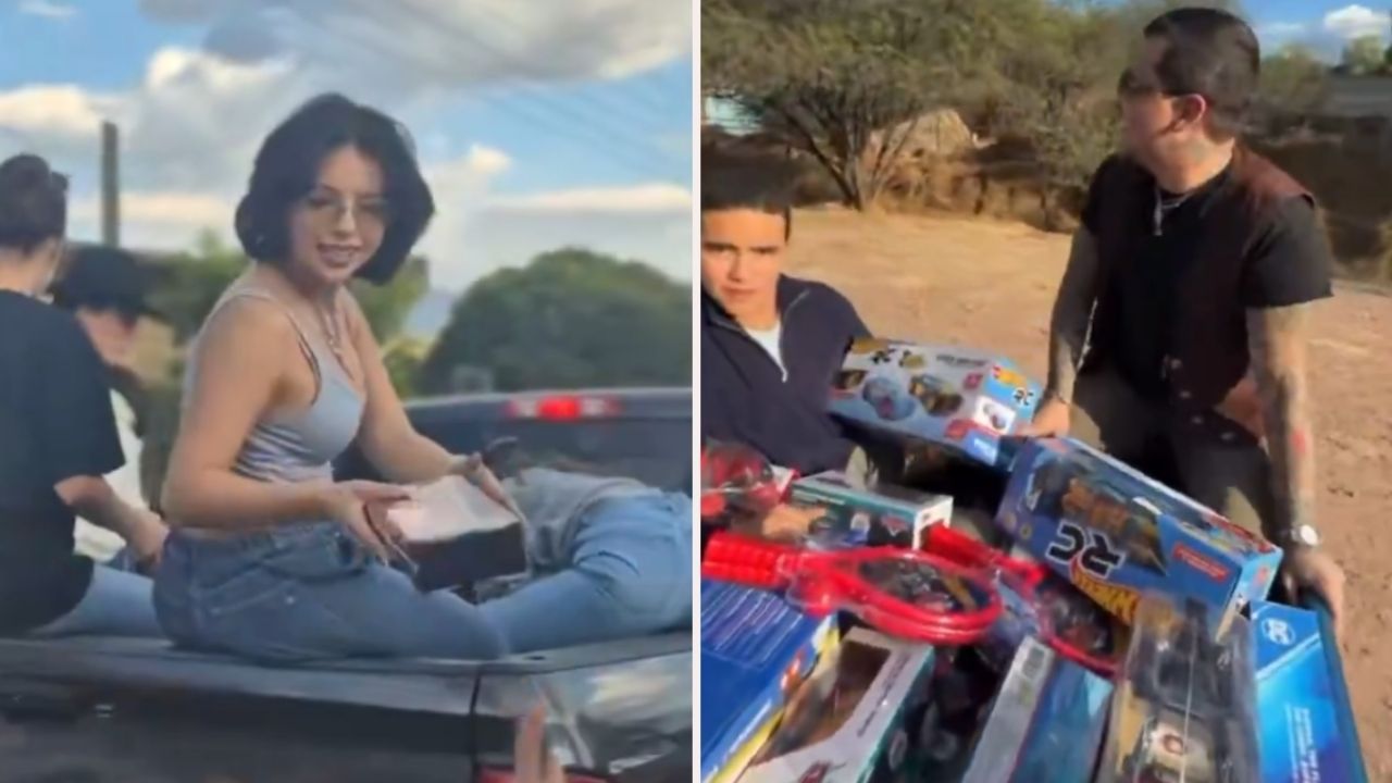 La dinastía Aguilar y Christian Nodal reparten juguetes en Zacatecas