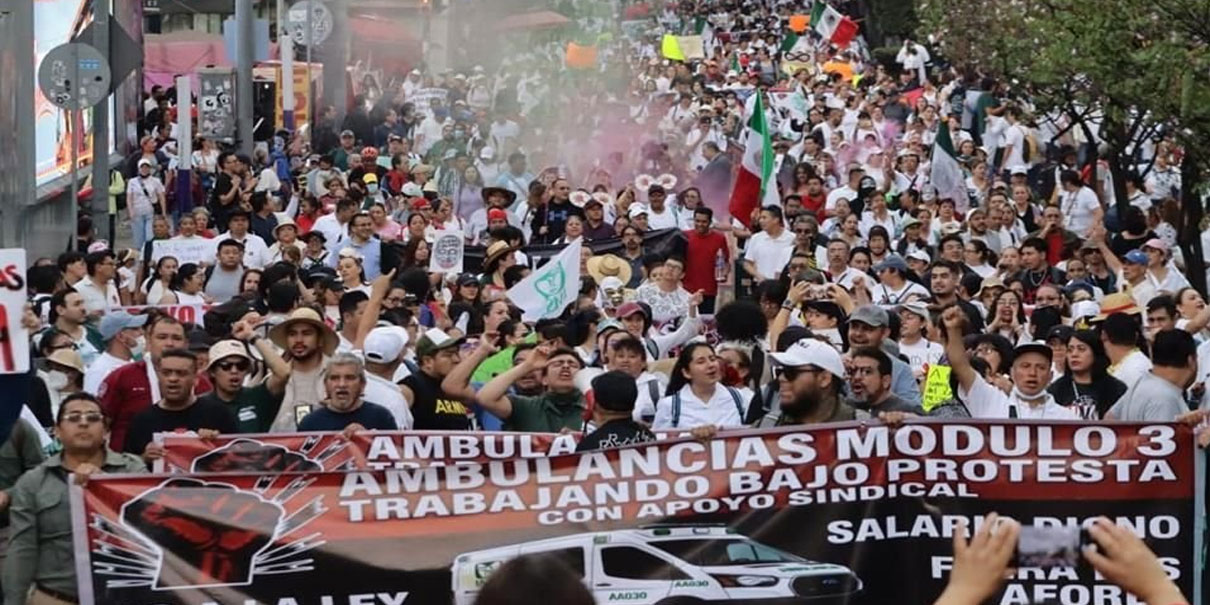 Sheinbaum rechaza politización de protesta del IMSS