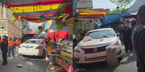  Conductor ebrio invade el Zócalo en Chilpancingo y arrasa puestos
